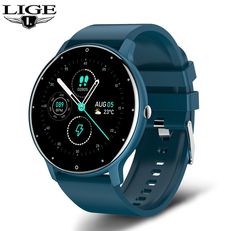 LIGE 2023 New Smart Watch Men Full Touch Screen Sport Fitness Watch IP67 Waterproof Bluetooth For Android ios smartwatch Men+box